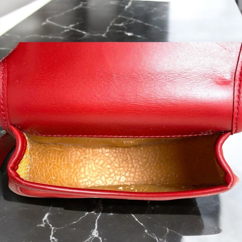 Gucci Horsebit Suede Waist Bag Mini Saddle Clutch Leather Red Gold Vintage COA - Picture 13 of 16